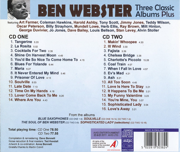 Ben Webster - Three Classic Albums Plus (2xCD, Comp, RM) (Near Mint (NM or M-)) - Image 2