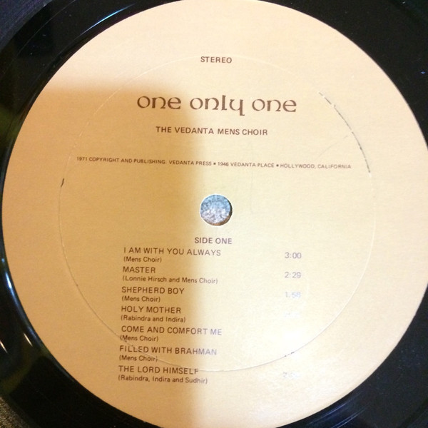 The Vedanta Mens Choir Under The Direction Of David Holden (3) - One Only One (LP, Album) (Mint (M)) - Image 2