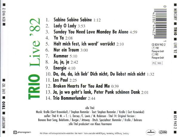 Trio - Live Im Frühjahr ’82 (CD, Album, RE) (Near Mint (NM or M-)) - Image 2