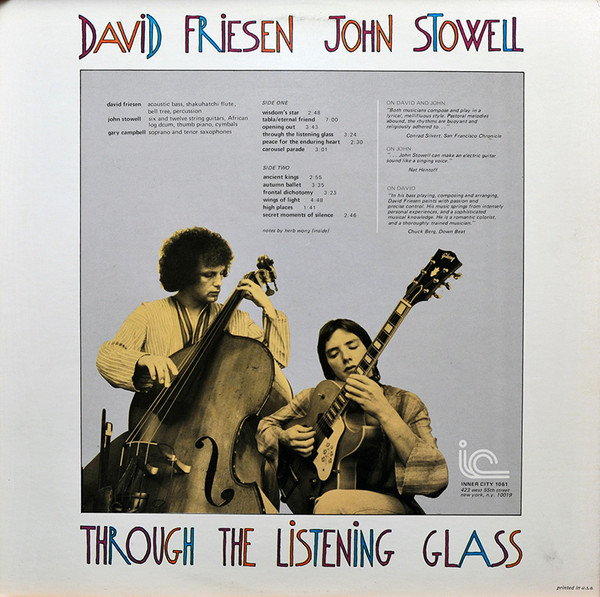 David Friesen, John Stowell - Through The Listening Glass (LP, Album) (Near Mint (NM or M-)) - Image 3