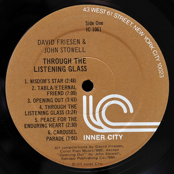 David Friesen, John Stowell - Through The Listening Glass (LP, Album) (Near Mint (NM or M-)) - Image 4