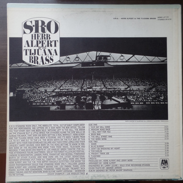 Herb Alpert & The Tijuana Brass - S.R.O. (LP, Album) (Mint (M)) - Image 2