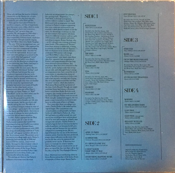 Charlie Parker - The Verve Years (1948-50) (2xLP, Comp, RE, Pit) (Very Good Plus (VG+)) - Image 3