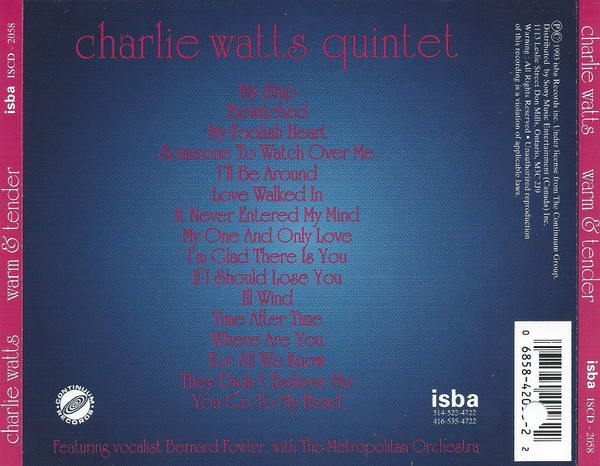 Charlie Watts - Warm & Tender (CD, Album) (Near Mint (NM or M-)) - Image 2
