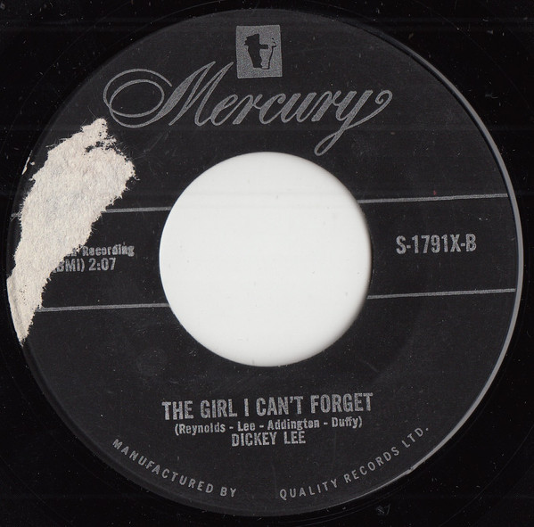 Dickey Lee - I Saw Linda Yesterday / The Girl I Can't Forget (7", Single) (Near Mint (NM or M-)) - Image 2