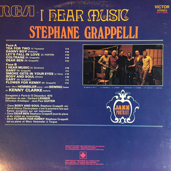 Stéphane Grappelli - I Hear Music (LP, Album) (Near Mint (NM or M-)) - Image 2