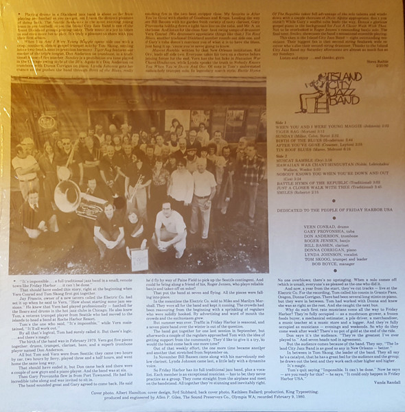 The Island City Jazz Band - Live At The Electric Co. Friday Harbor, WA (LP) (Very Good Plus (VG+)) - Image 2