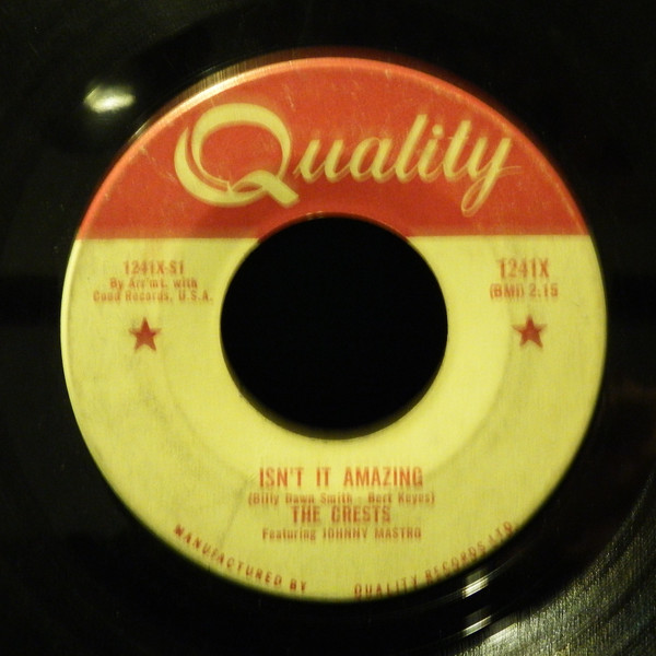 The Crests featuring Johnny Maestro - Isn't It Amazing (7", Single) (Near Mint (NM or M-)) - Image 2