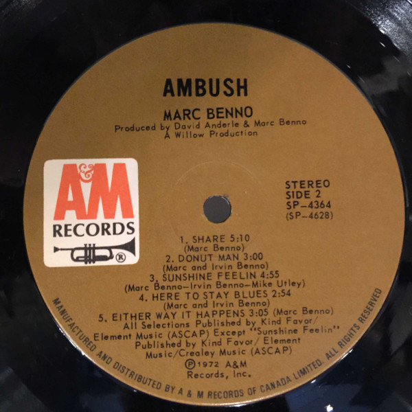 Marc Benno - Ambush (LP, Album) (Very Good Plus (VG+)) - Image 4