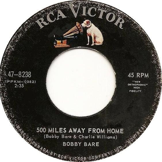 Bobby Bare - 500 Miles Away From Home (7", Single) (Near Mint (NM or M-))