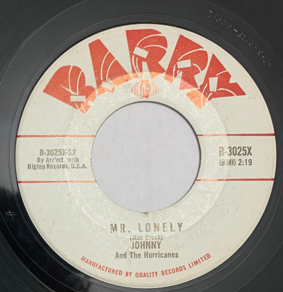 Johnny And The Hurricanes - Mr. Lonely (7", Single) (Near Mint (NM or M-)) - Image 2