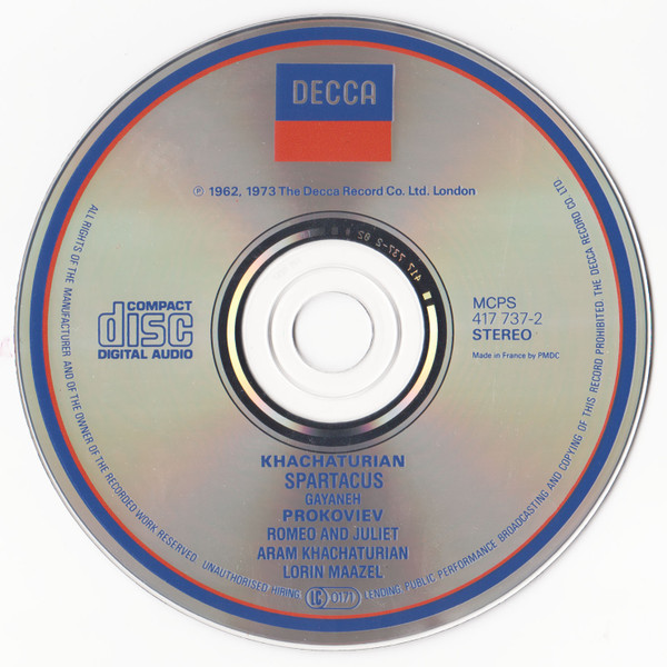 Aram Khatchaturian / Sergei Prokofiev - Lorin Maazel - Spartacus / Gayaneh / Romeo & Juliet (CD, Album, RE) (Near Mint (NM or M-)) - Image 3