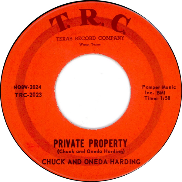 Chuck Harding And Oneda Harding - Graveyard Ghost / Private Property (7") (Very Good (VG)) - Image 2