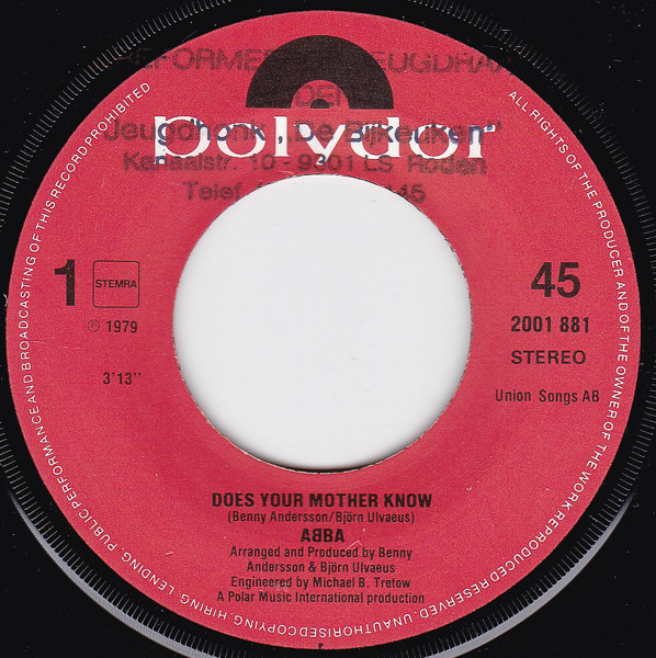 ABBA - Does Your Mother Know / Kisses Of Fire (7", Single) (Near Mint (NM or M-)) - Image 3