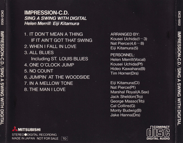 Helen Merrill / Eiji Kitamura - Impression-C.D. Sing A Swing With Digital (CD, Album, Promo) (Near Mint (NM or M-)) - Image 2