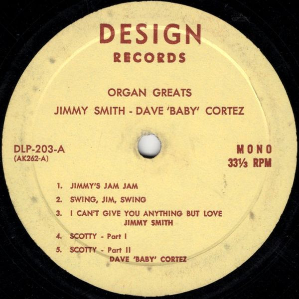 Jimmy Smith & Dave "Baby" Cortez - Organ Greats (LP, Comp, Mono) (Very Good Plus (VG+))