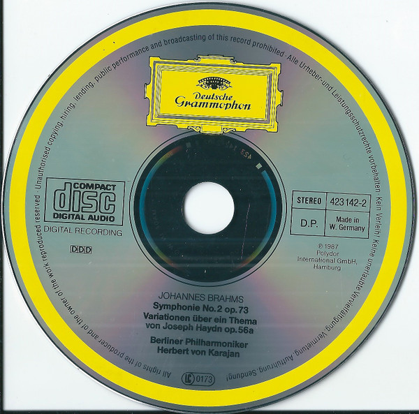 Brahms*, Berliner Philharmoniker, Herbert von Karajan - Symphonie No. 2 • Haydn-Variationen (CD, Album, PDO) (Near Mint (NM or M-)) - Image 4