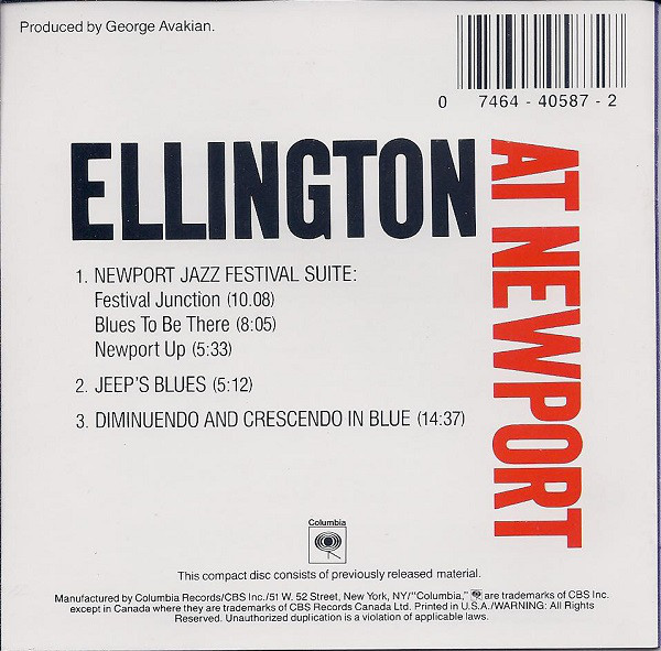 Duke Ellington And His Orchestra - Ellington At Newport (CD, Album, RE, RM) (Near Mint (NM or M-)) - Image 2