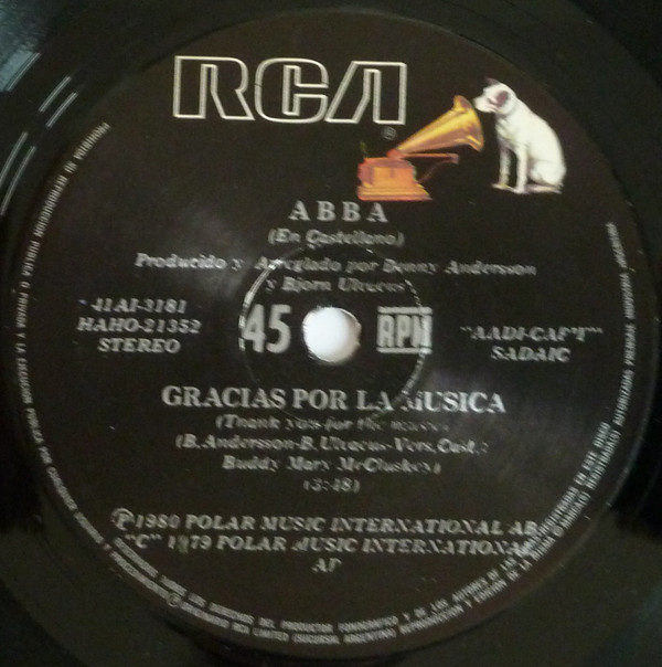 ABBA - En Castellano: Gracias Por La Música (Thank You For The Music) / Dame, Dame, Dame (Gimme, Gimme, Gimme) (7", Single) (Very Good (VG)) - Image 3