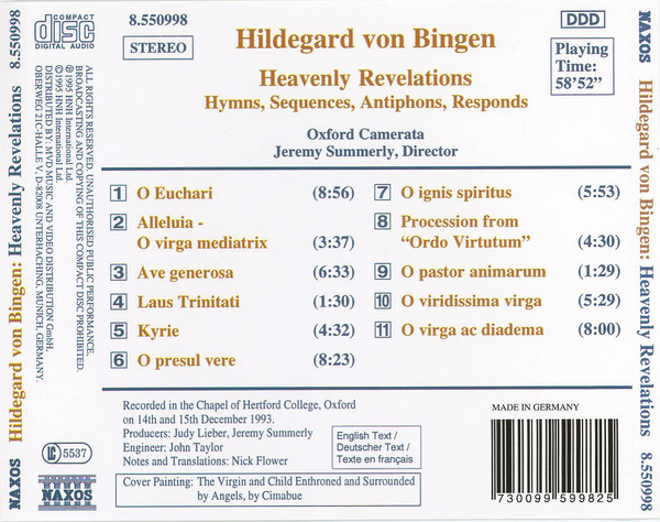 Hildegard von Bingen, Oxford Camerata, Jeremy Summerly - Heavenly Revelations (Hymns, Sequences, Antiphons, Responds) (CD, Album) (Near Mint (NM or M-)) - Image 2