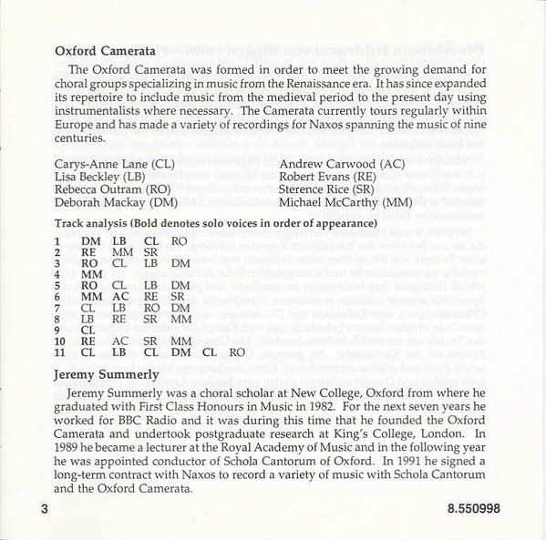 Hildegard von Bingen, Oxford Camerata, Jeremy Summerly - Heavenly Revelations (Hymns, Sequences, Antiphons, Responds) (CD, Album) (Near Mint (NM or M-)) - Image 5