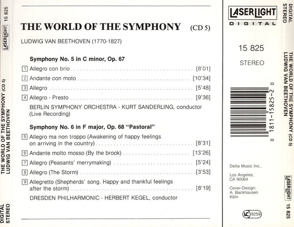 Ludwig van Beethoven, The Berlin Symphony Orchestra, Kurt Sanderling, Dresdner Philharmonie, Herbert Kegel - The World of Symphony - Beethoven Symphony No.5 and Symphony No.6 (Pastoral) (CD, Album, Comp) (Near Mint (NM or M-)) - Image 2
