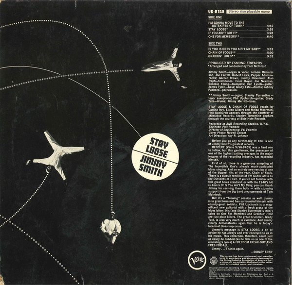 Jimmy Smith - Stay Loose (LP, Album) (Near Mint (NM or M-)) - Image 2