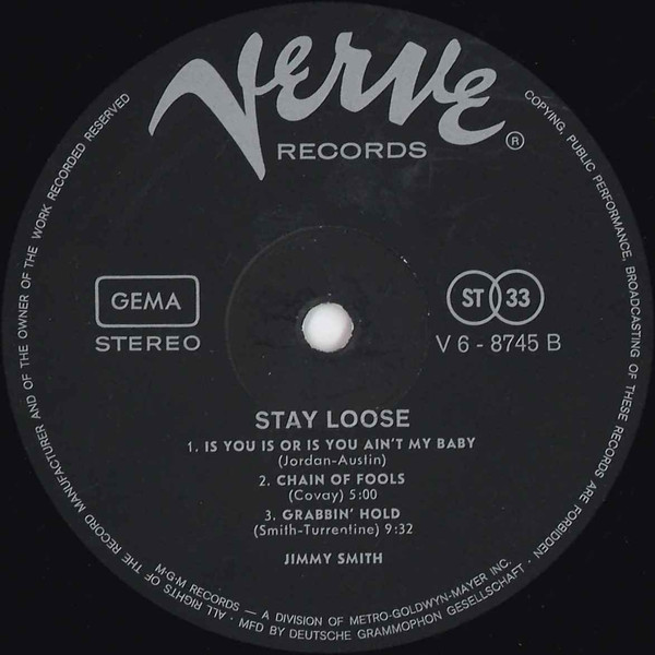 Jimmy Smith - Stay Loose (LP, Album) (Near Mint (NM or M-)) - Image 4