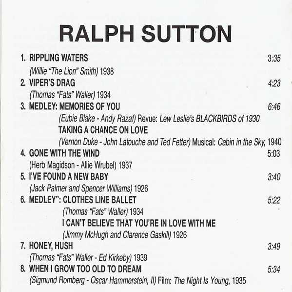 Ralph Sutton (2) - Eye Opener (CD, Album, RE) (Near Mint (NM or M-)) - Image 3
