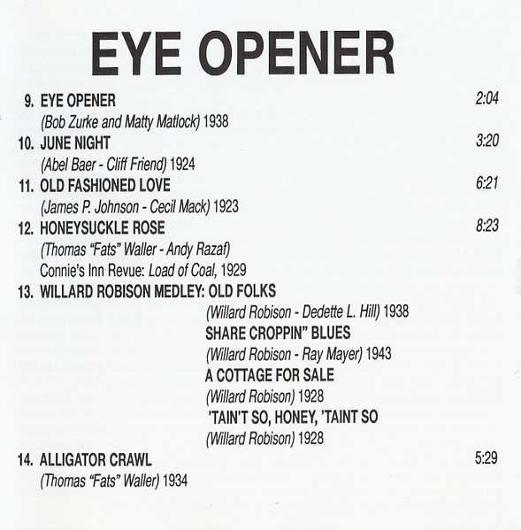 Ralph Sutton (2) - Eye Opener (CD, Album, RE) (Near Mint (NM or M-)) - Image 4