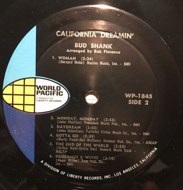 Bud Shank - California Dreamin' (LP, Album, Mono) (Near Mint (NM or M-)) - Image 4