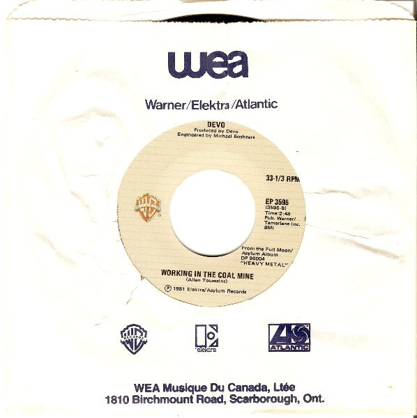 Devo - Working In The Coal Mine (7", Single) (Very Good Plus (VG+))