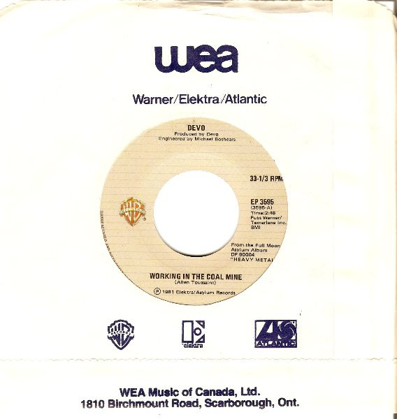 Devo - Working In The Coal Mine (7", Single) (Very Good Plus (VG+)) - Image 2