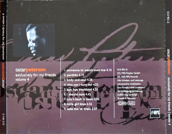 Oscar Peterson - Exclusively For My Friends Volume 4 (CD) (Near Mint (NM or M-)) - Image 2