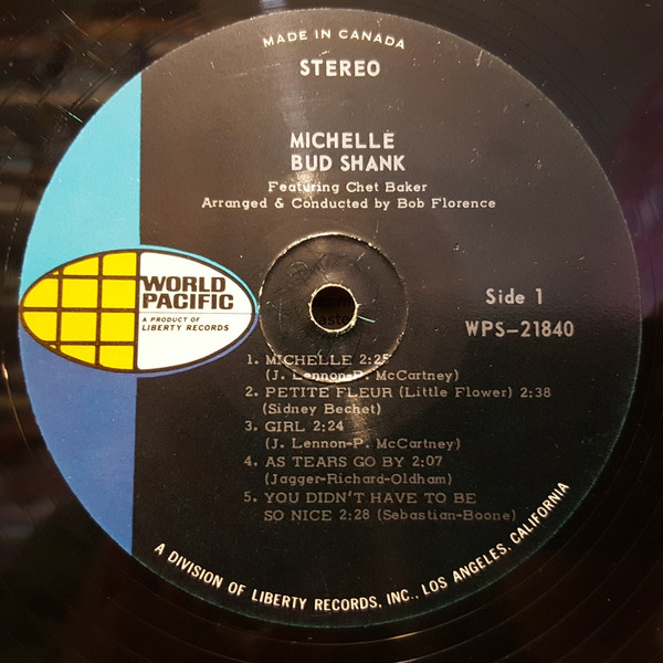 Bud Shank Featuring Chet Baker - Michelle (LP, Album) (Near Mint (NM or M-)) - Image 3