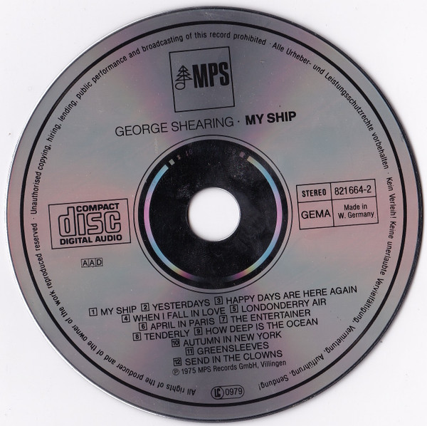 George Shearing - My Ship (CD, Album, RE) (Near Mint (NM or M-)) - Image 3