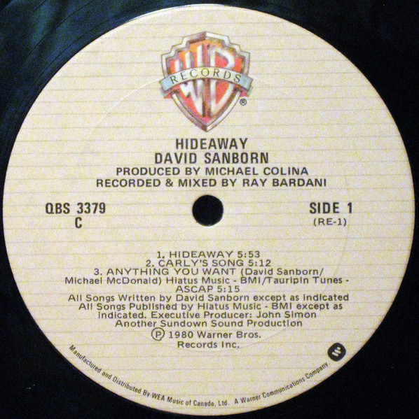 David Sanborn - Hideaway (LP, Album, Don) (Near Mint (NM or M-)) - Image 3