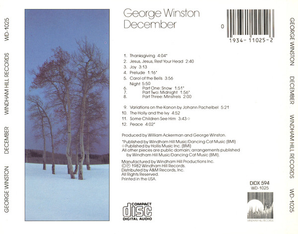 George Winston - December (CD, Album, RE) (Near Mint (NM or M-)) - Image 2