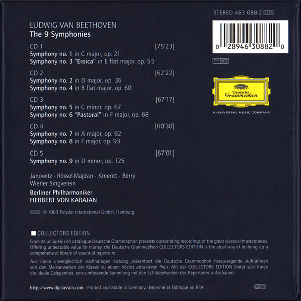 Beethoven* : Berliner Philharmoniker, Herbert von Karajan - The 9 Symphonies (Box, RE + 5xCD, Comp, RE, RM) (Near Mint (NM or M-)) - Image 2