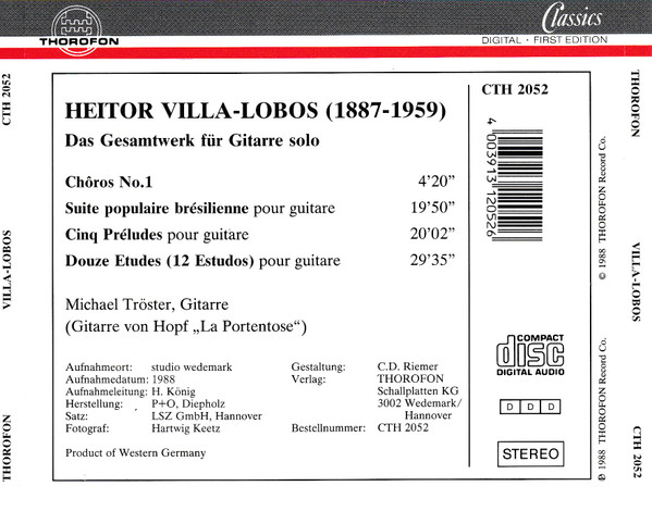 Heitor Villa-Lobos, Michael Tröster - Gitarre Gesamtwerk (CD, Album) (Near Mint (NM or M-)) - Image 3