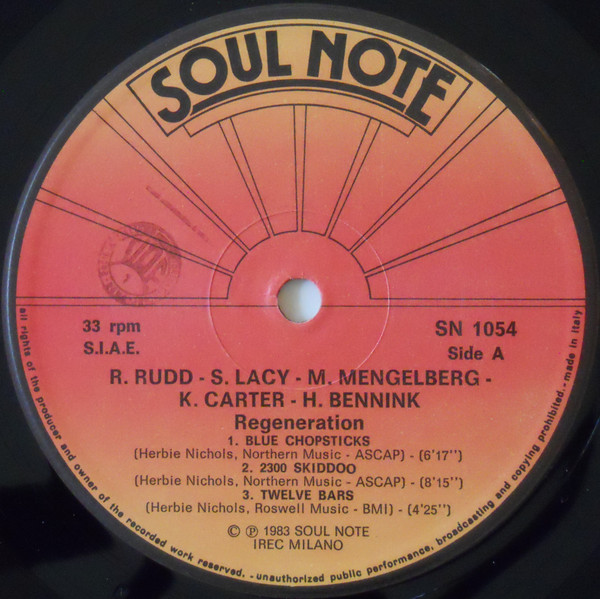 Roswell Rudd - Steve Lacy - Misha Mengelberg - Kent Carter - Han Bennink - Regeneration (LP, Album) (Near Mint (NM or M-)) - Image 3