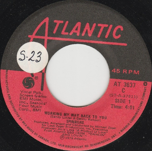 Spinners - Working My Way Back To You / Disco Ride (7", Single) (Very Good Plus (VG+))
