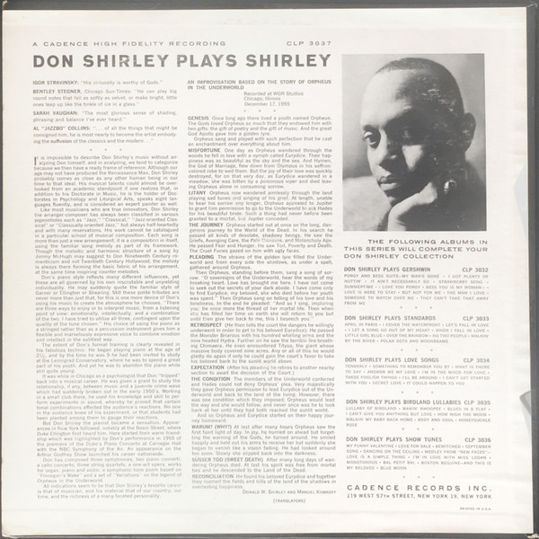 Don Shirley - Don Shirley Plays Shirley (LP, Album, Mono) (Very Good Plus (VG+)) - Image 2