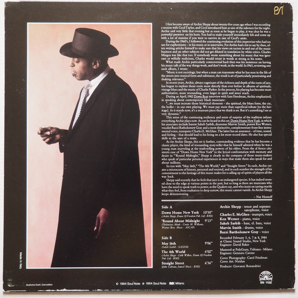 Archie Shepp - Down Home New York (LP, Album) (Near Mint (NM or M-)) - Image 2