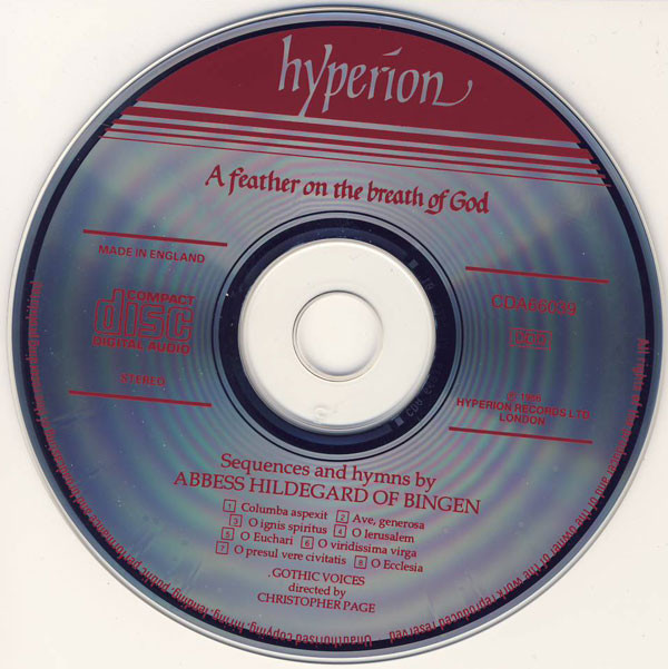 Abbess Hildegard Of Bingen*, Gothic Voices (2) With Emma Kirkby Directed By Christopher Page - A Feather On The Breath Of God (CD, Album, RE) (Near Mint (NM or M-)) - Image 3