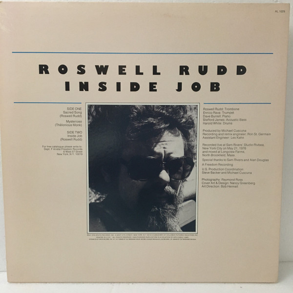 Roswell Rudd - Inside Job (LP, Album, Pit) (Very Good Plus (VG+)) - Image 2