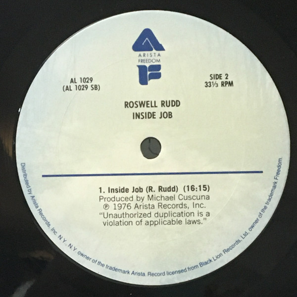 Roswell Rudd - Inside Job (LP, Album, Pit) (Very Good Plus (VG+)) - Image 4