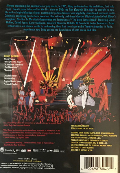 Sting - Bring On The Night (DVD-V, Multichannel, NTSC, 20t) (Mint (M)) - Image 2