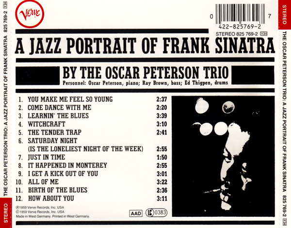 The Oscar Peterson Trio - A Jazz Portrait Of Frank Sinatra (CD, Album, RE, Pol) (Near Mint (NM or M-)) - Image 2