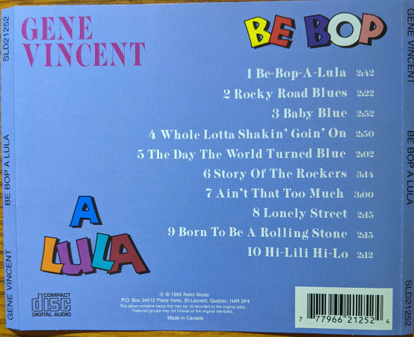 Gene Vincent - Be Bop A Lula (CD, Comp) (Mint (M)) - Image 2
